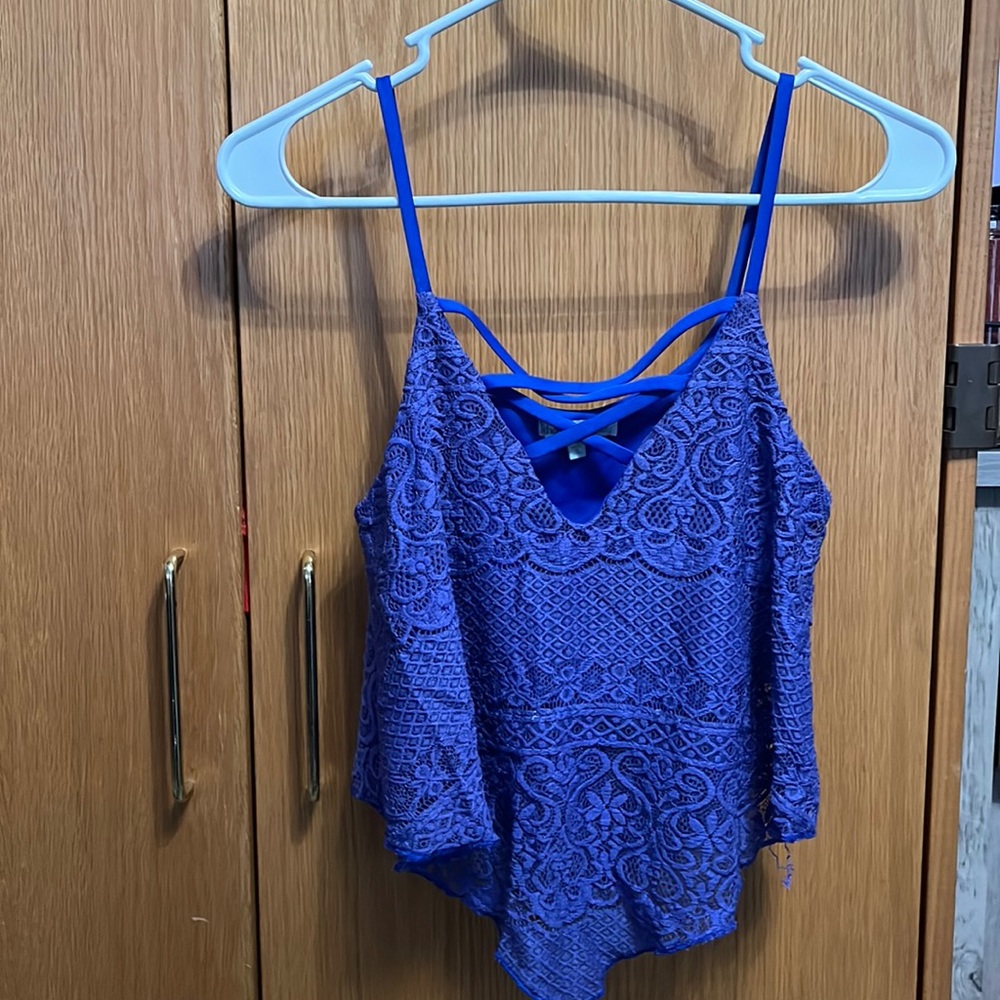 Blue lace tank top